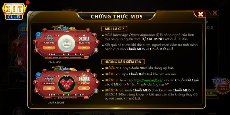 cách chứng thực tài xỉu md5 hitclub