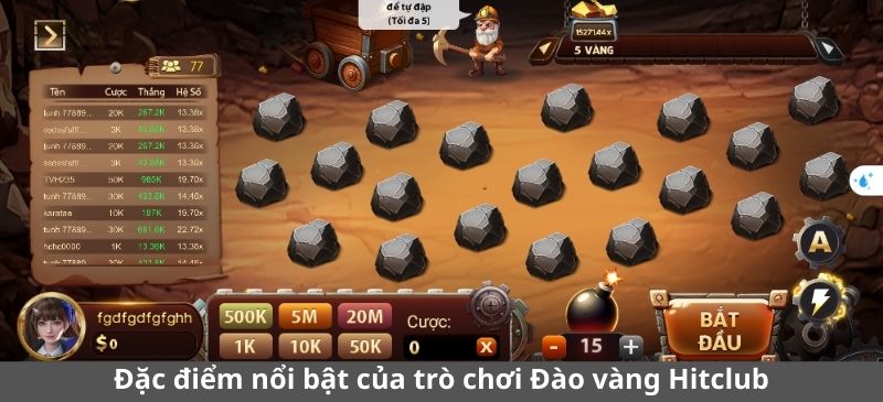 Đặc điểm nổi bật của trò chơi Đào vàng Hitclub