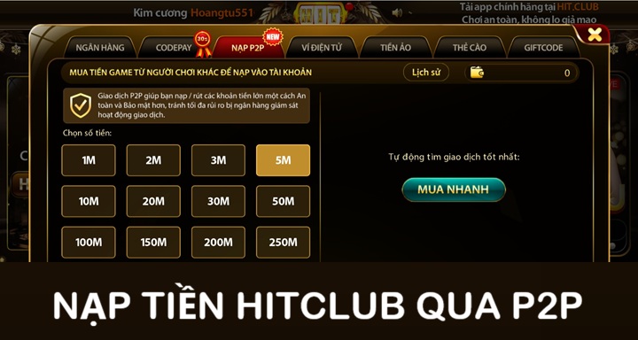 Hướng dẫn nạp tiền Hitclub chi tiết với từng phương thức